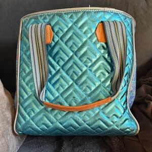 Consuela turquoise shimmer one of a kind tote bag